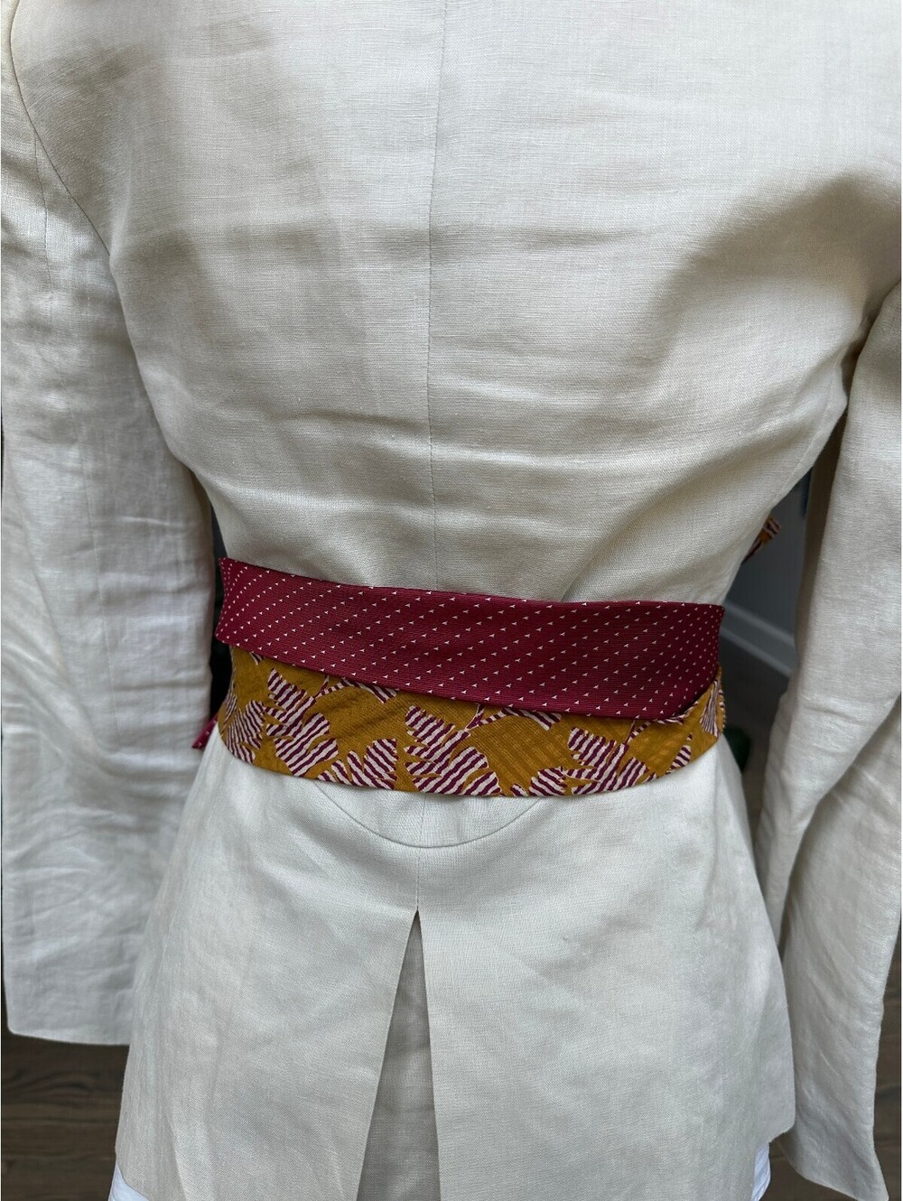 Upcycled Silk Necktie Obi Belt | Handmade Corset Style Belt | One-of-a-Kind | OS - Picture 6 of 7